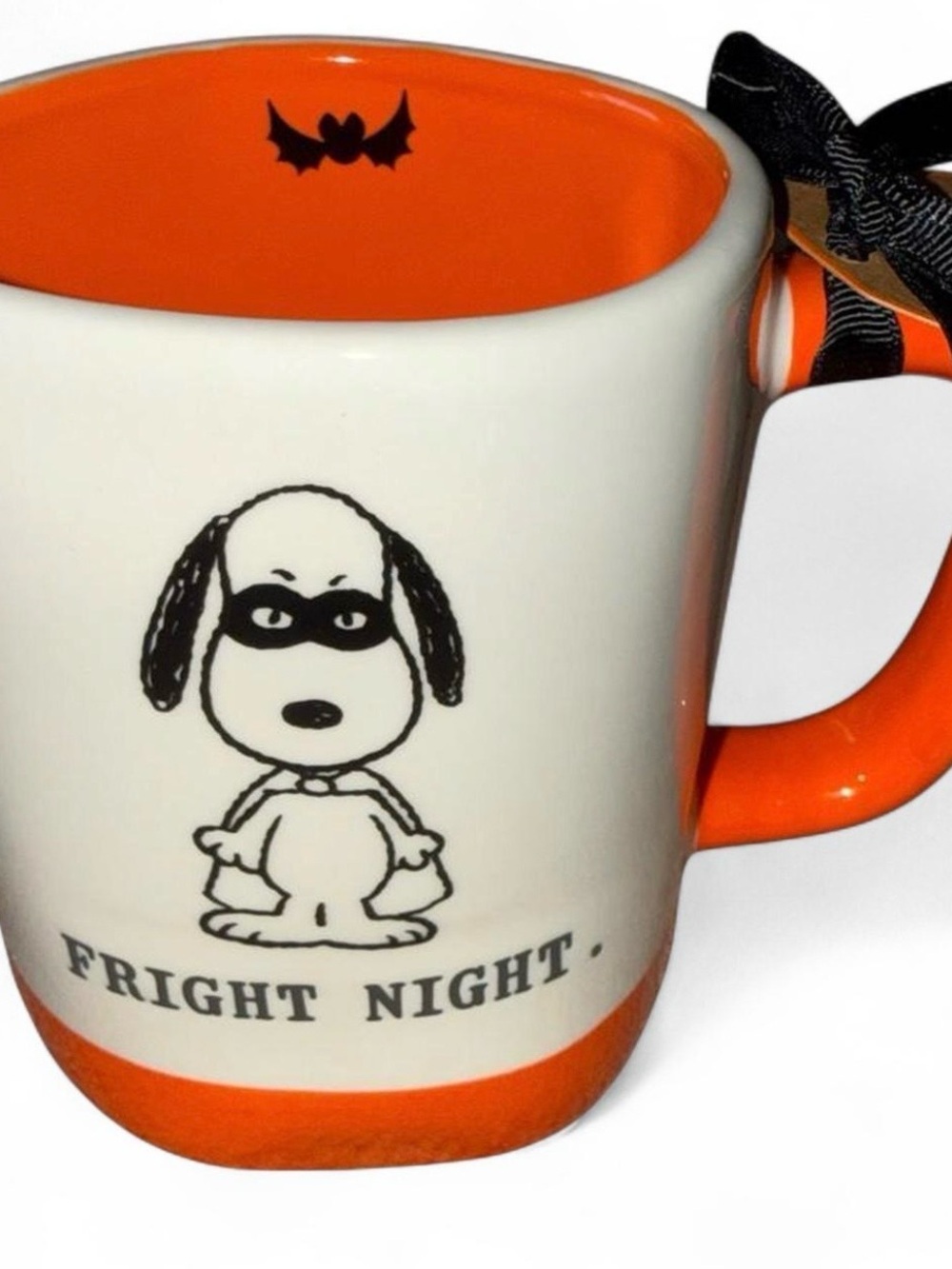 Rae Dunn Orange and White 'Fright Night' Snoopy Mug